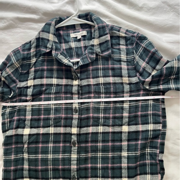 Madewell Flannel Classic Ex-Boyfriend Shirt in Baywood Plaid Green Lane Small - Picture 10 of 13